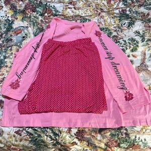 SOLD 3X 30/32 Dreams and Co 100% Cotton Pink Polka Dot Pajama Set